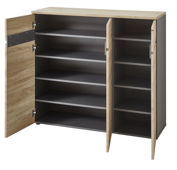 Innostyle Schuhschrank Memphis mit Front: Artisan Eiche MDF, Absetzung graphit