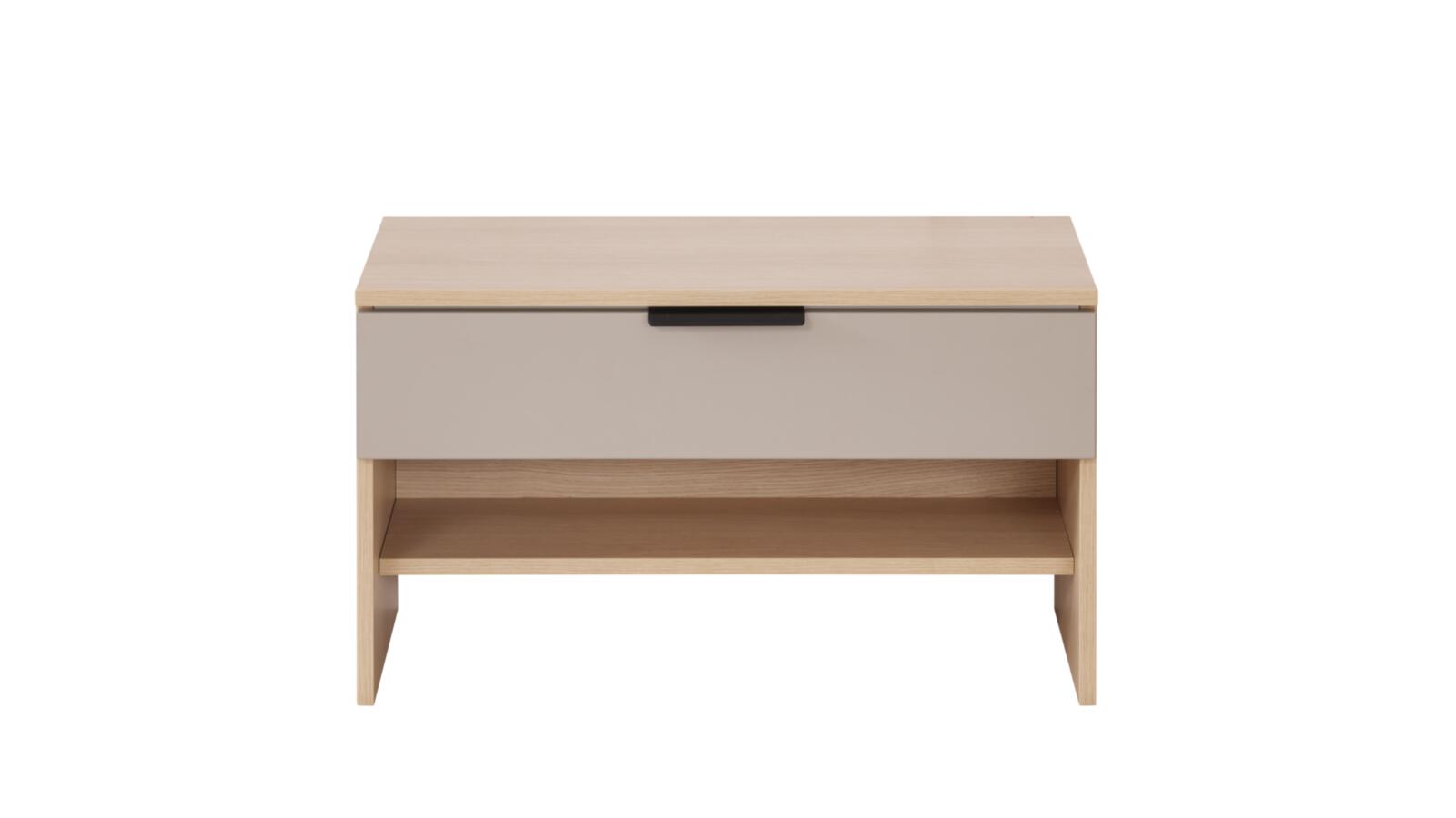 Interliving Garderoben-Bank IL6015 ca.B80 H46 T38 cm in Front 65 Steingrau dekor, Nachttisch, Schublade, Holz, Kiefer, offene Regalfläche