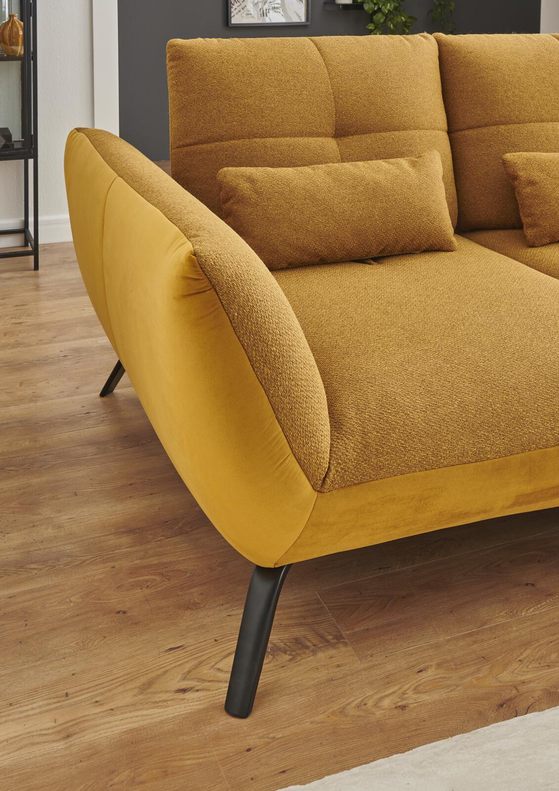 Poco Wohnlanschaft Dover XC ca. 301 x 191 cm in Sitz Stoff Portofino Mustard/Korpus Stoff Riviera gold