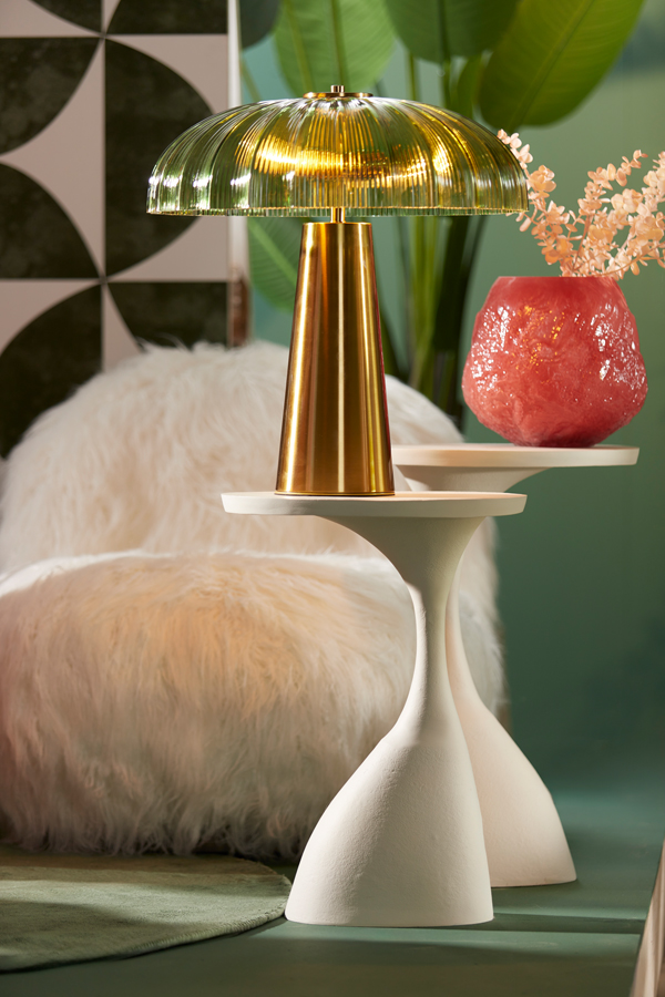 Light & Living Beistelltisch MACAU in Farbe creme matt, Lampe, Tischlampe