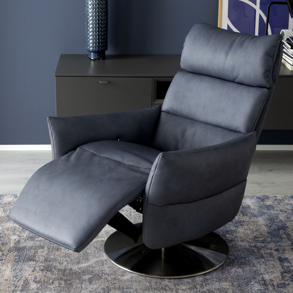 SCHÖNER WOHNEN-Kollektion Relaxsessel IMPULS LAZYLINE in Leder Reno grey/blue OL