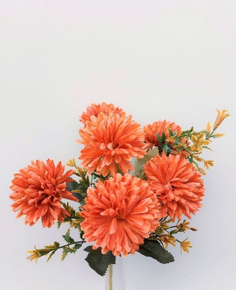 Dahlienzweig 30cm in 6 Blüten,herbstbraun