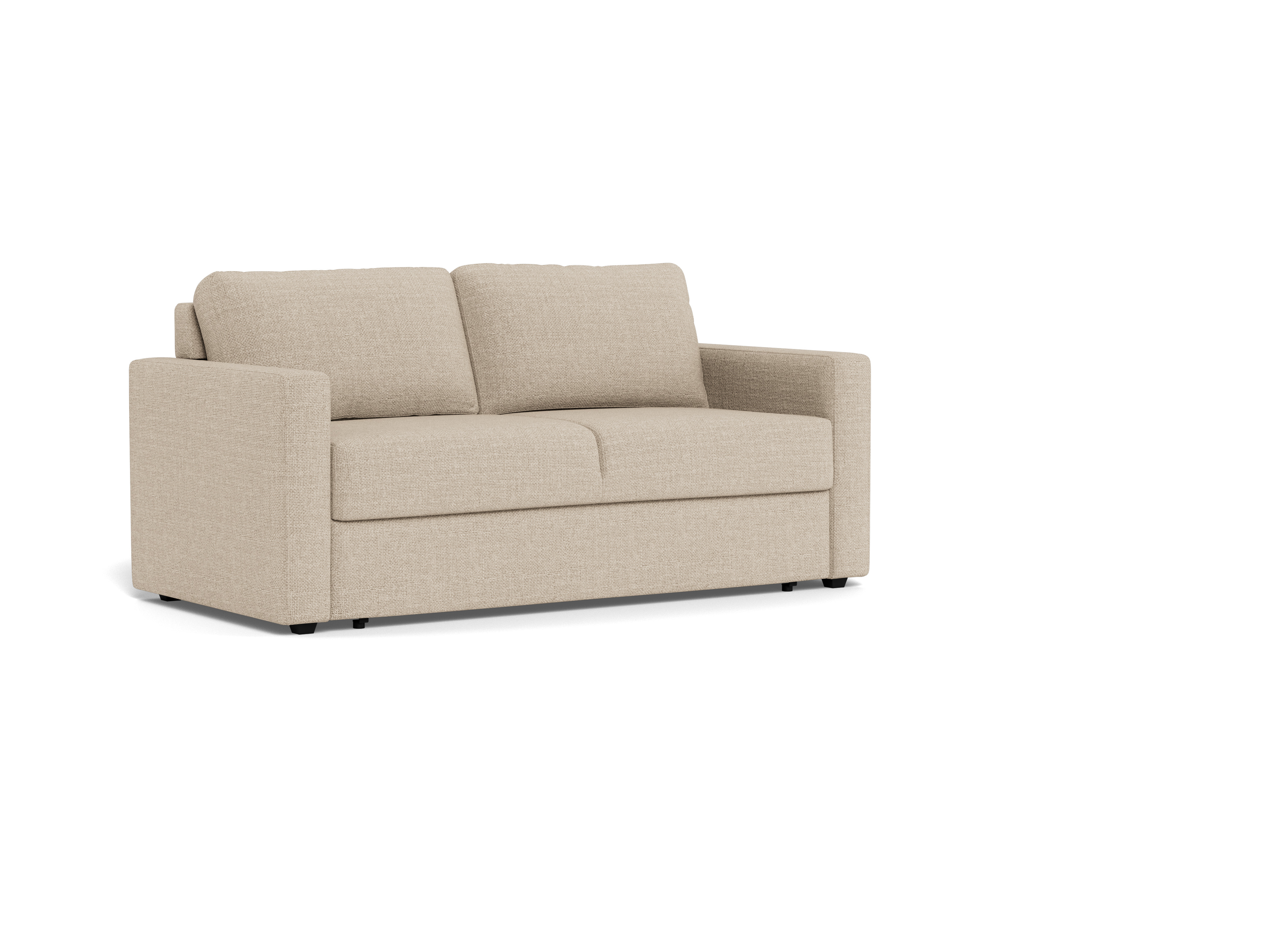 Bettcouch FLEURY in Stoff Basel beige 24, Sofa, Zweisitzer, Beige, Samtoptik, Holzbein?