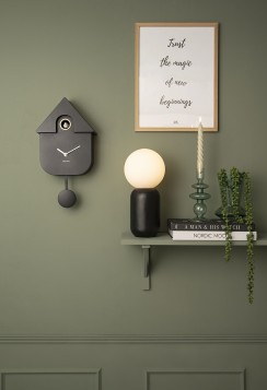 Wanduhr MODERN CUCKOO in 41x8,5x21,5 cm, Fb. schwarz, wanduhr, kieferuhr, regal, lampe, grün wand