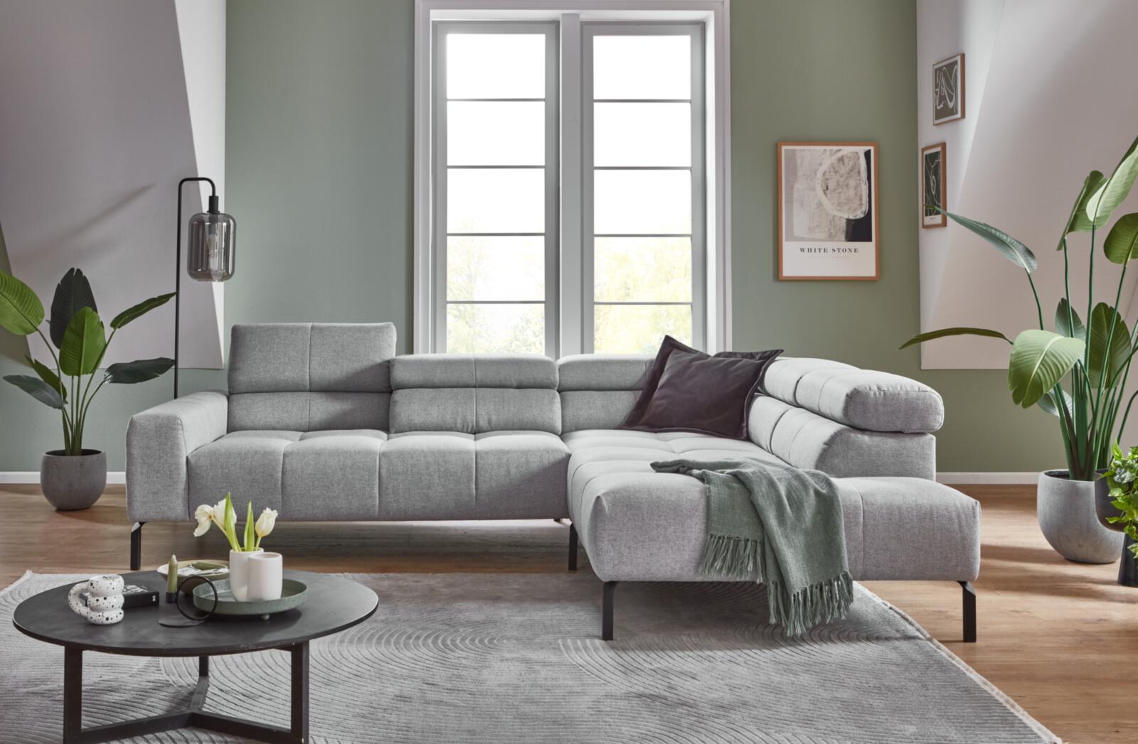 Candy Polsterecke SK-745 CLEVELAND MOVE ca. 279x224cm in Stoff Mono light grey, Couch, Mobiliar, Inneneinrichtung, Wohnzimmer, Tabelle