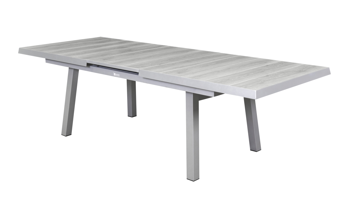 L.C. Wholesaler Tisch NIZZA ca. 200(260)x100cm in Keramik easy grey/Aluminium silber