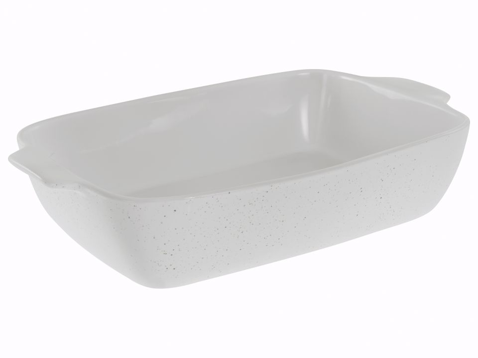 CreaTable Auflaufform Big in Farbe Weiß glänzend, auflaufform, backform, speckled, steingutoptik, ofenform