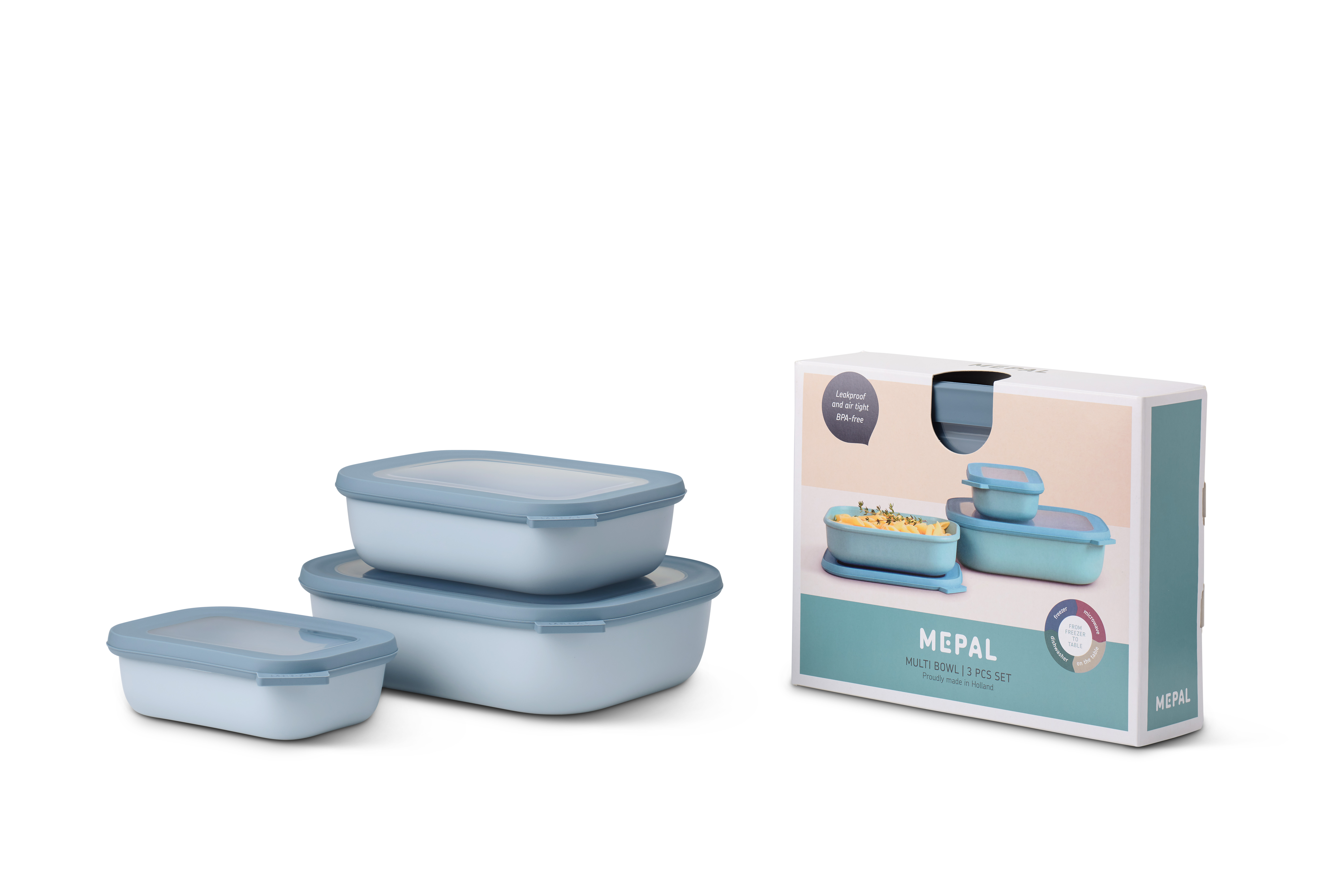 Mepal Set Cirqula rechteckig 3-tlg. 500 + 1000 + 2000 ml in Farbe Nordic Blue Mepal Set Cirqula rechteckig 3-tlg. 500 + 1000 + 2000 ml in Farbe Nordic Blue