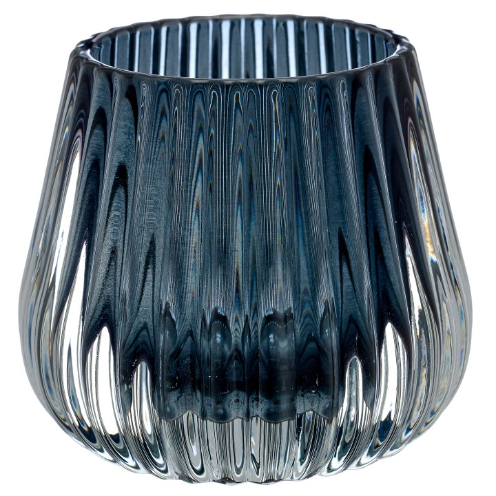 Gasper Glas Teelichthalter mit Schliff DIAMOND in mitternachtsblau, Lampe, Glas