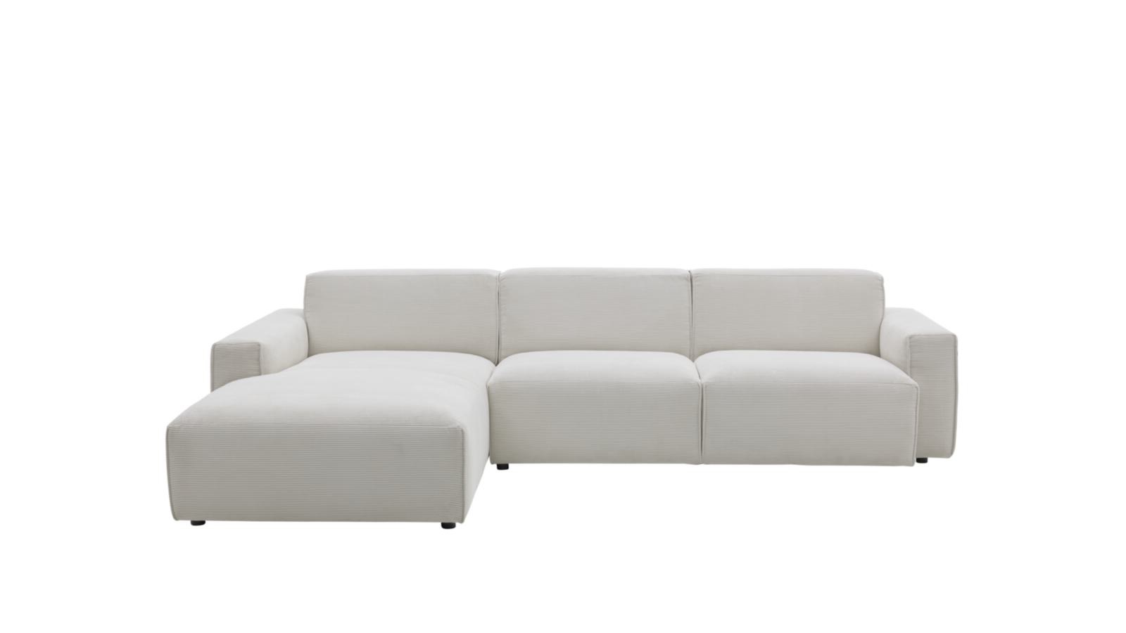 Roomio Eckkombination NO. 4100 ca. 189x285cm in Stoff Feincord weiß