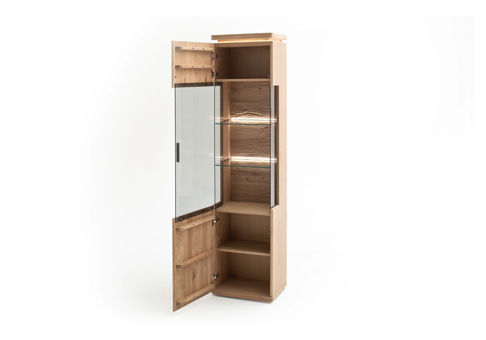 MCA Furniture Vitrine BARCELONA in Front Balkeneiche bianco geölt, Moebel, Schrank, Kabinett, Garderobe