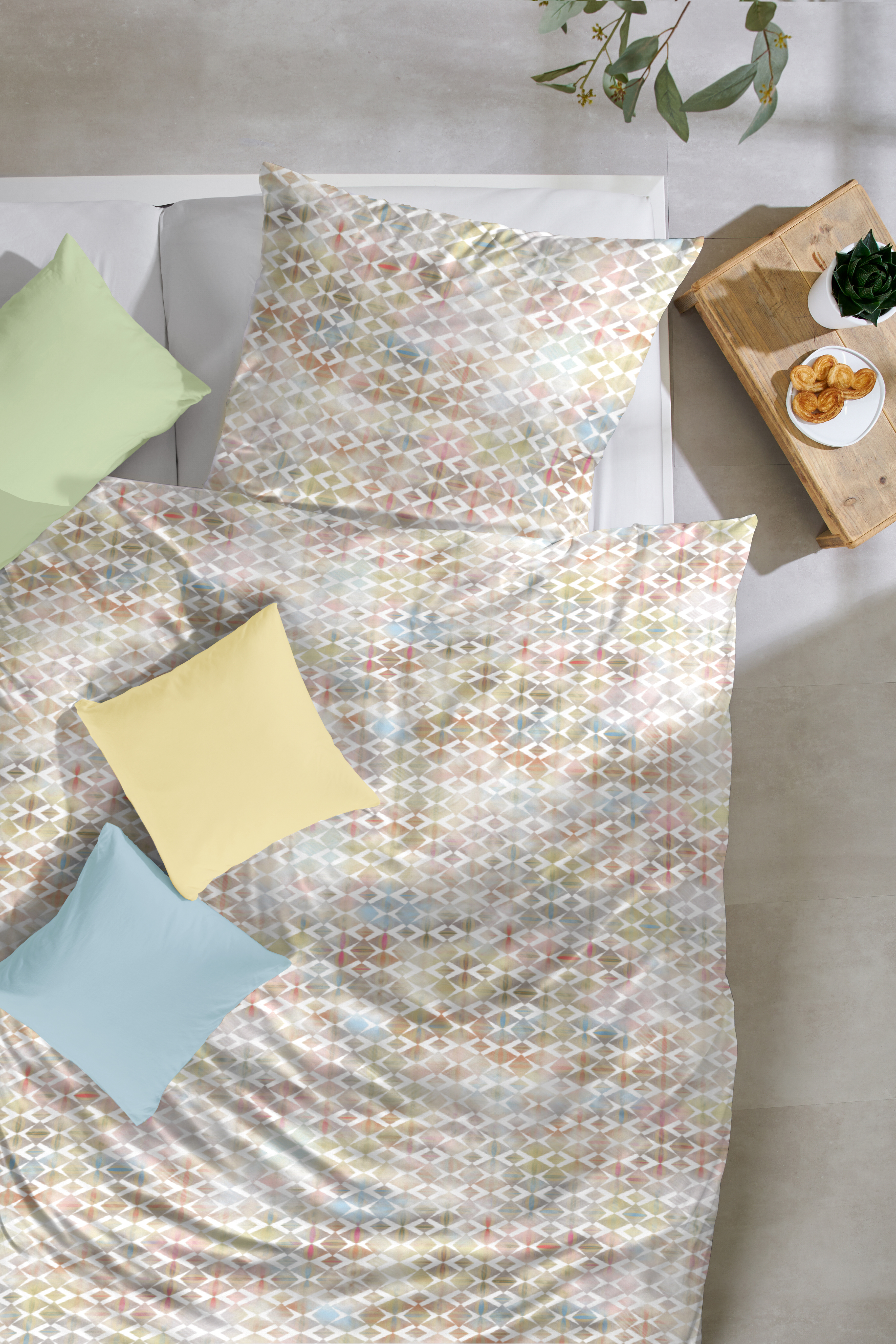 Hahn Haustextilien Perkal-Bettwäsche 135x200cm ca. 135x200cm, Kopfkissen ca. 80x80cm in Farbe Mehrfarbig/weiß