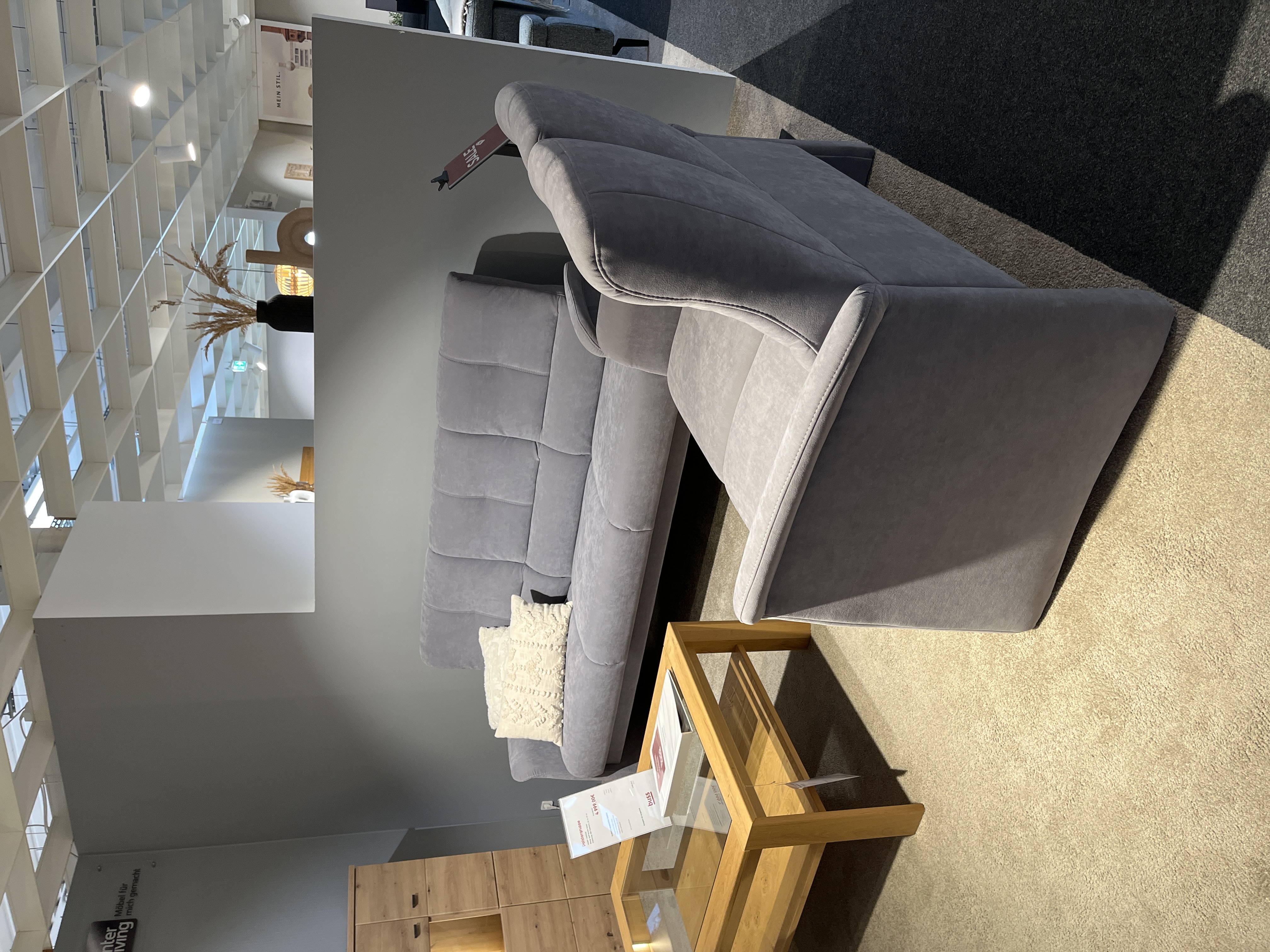 Garnitur SELECT (6001) ca.210x104x109cm in Stoff 18 Nuvano ozean, Sofa, Wohnzimmer, Grau, Stoff, Sessel