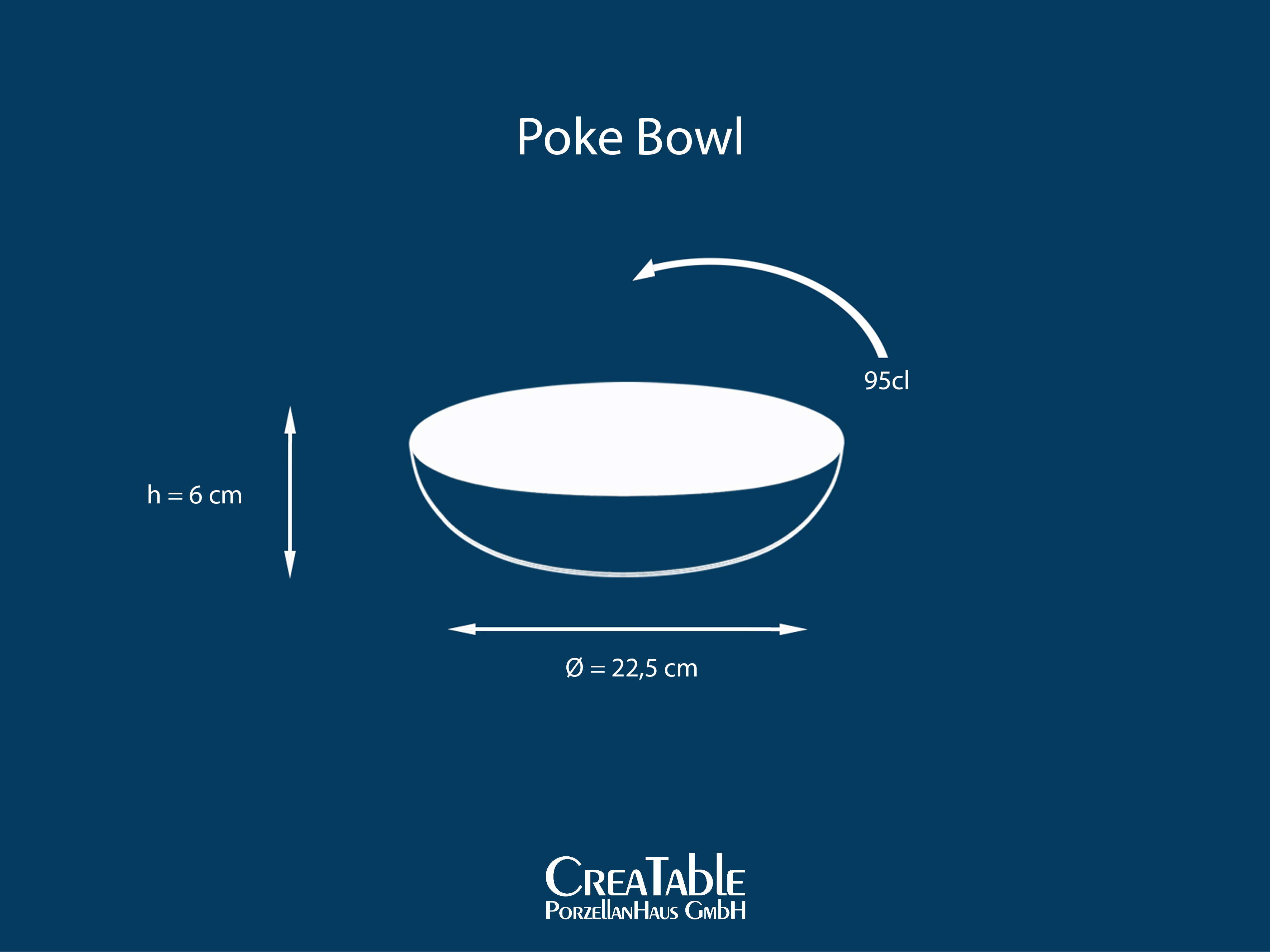 CreaTable Poke Bowl Nature Collection in Farbe Blue glänzend, Besteck