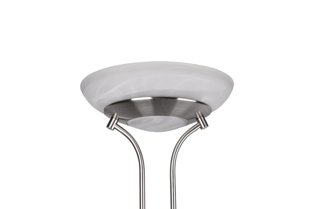 Reality Leuchten LED-Stehleuchte ORSON in Nickel matt, Glas alabasterfarbig