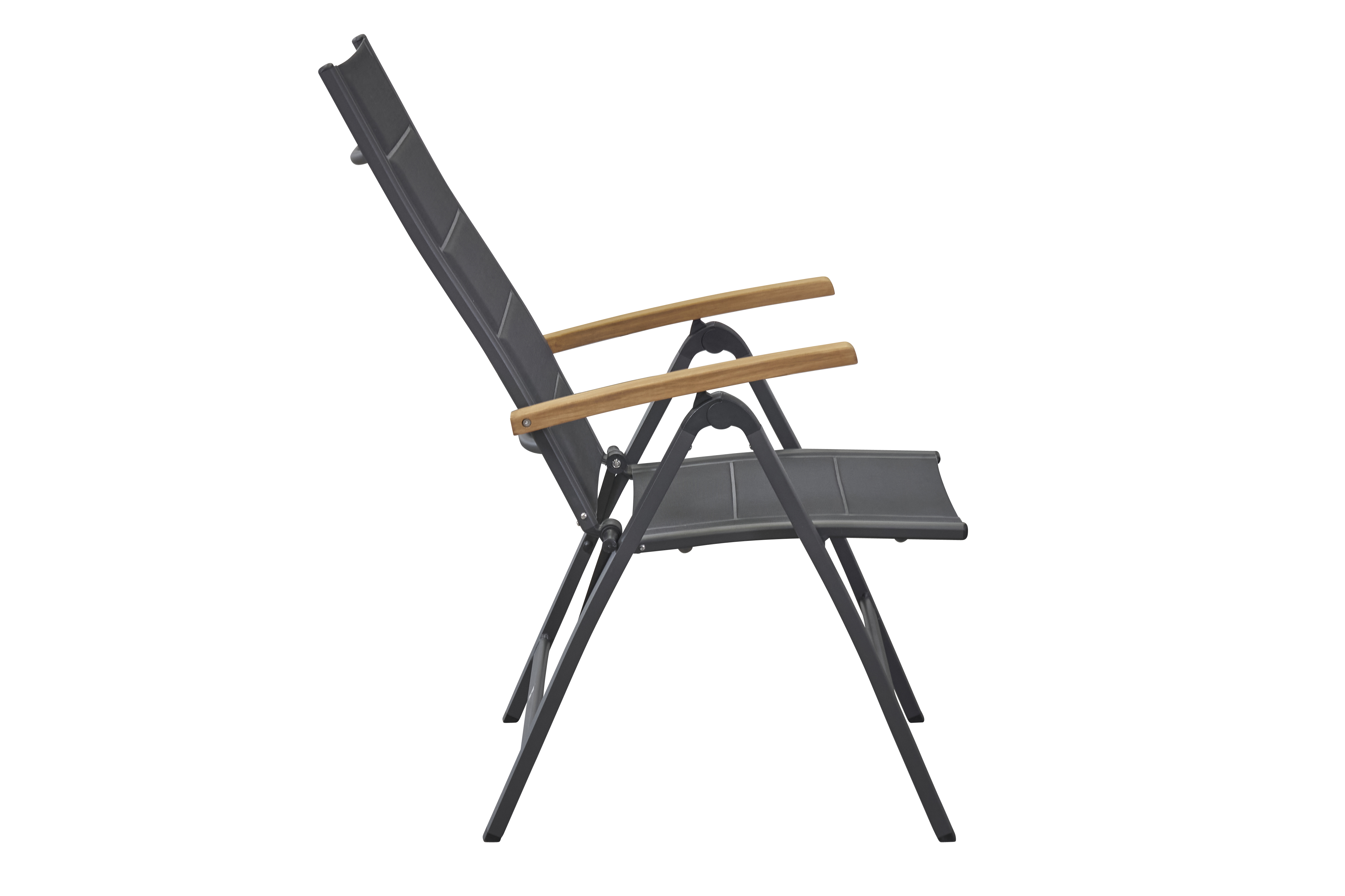 L.C. Wholesaler Klappsessel UNICAMO in anthrazit mit Teak-Armlehnen