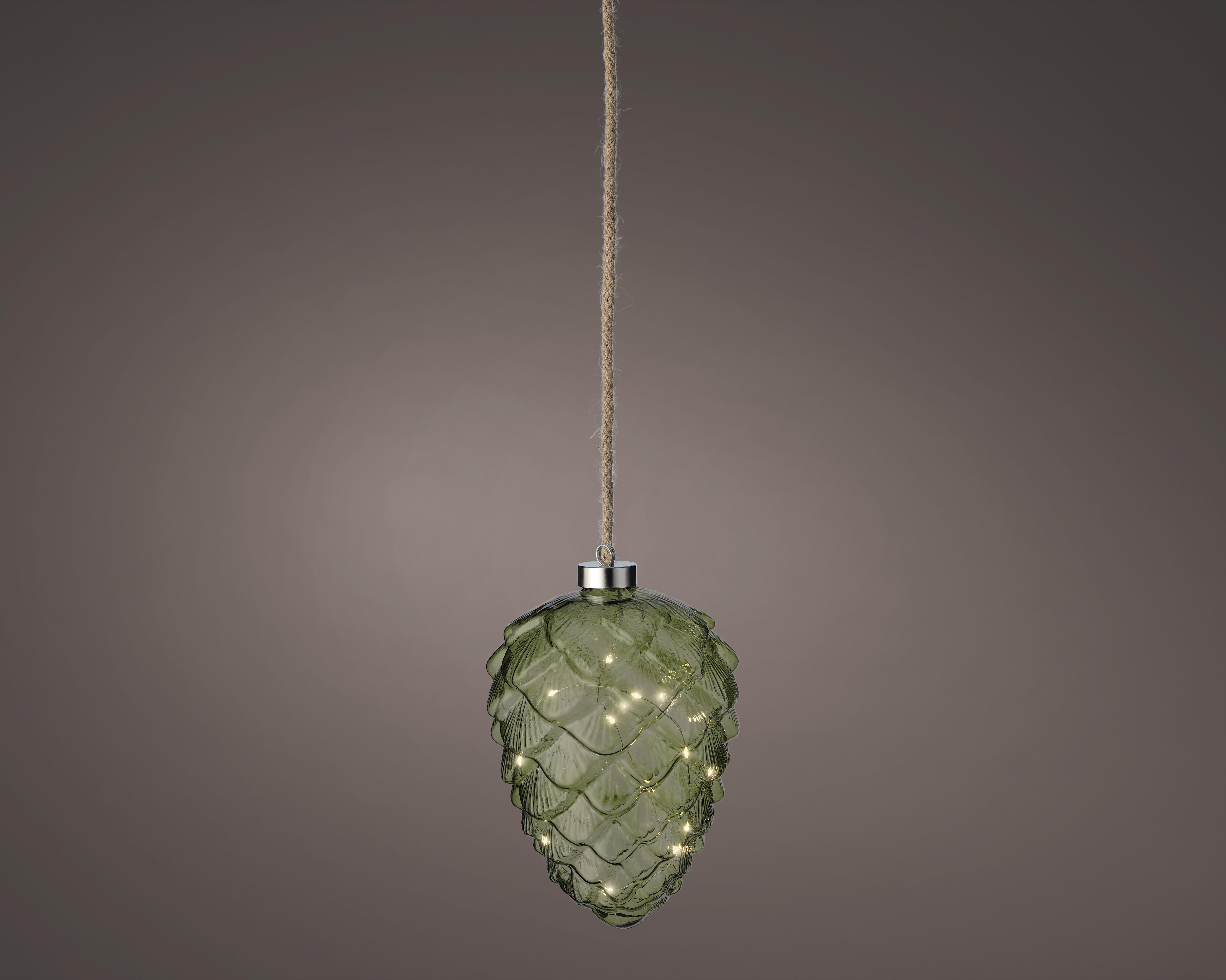 Kaemingk LED Zapfen indoor 487600 ca. H21 cm, D15 cm in Grün/Weiß, Leuchter, Lampe