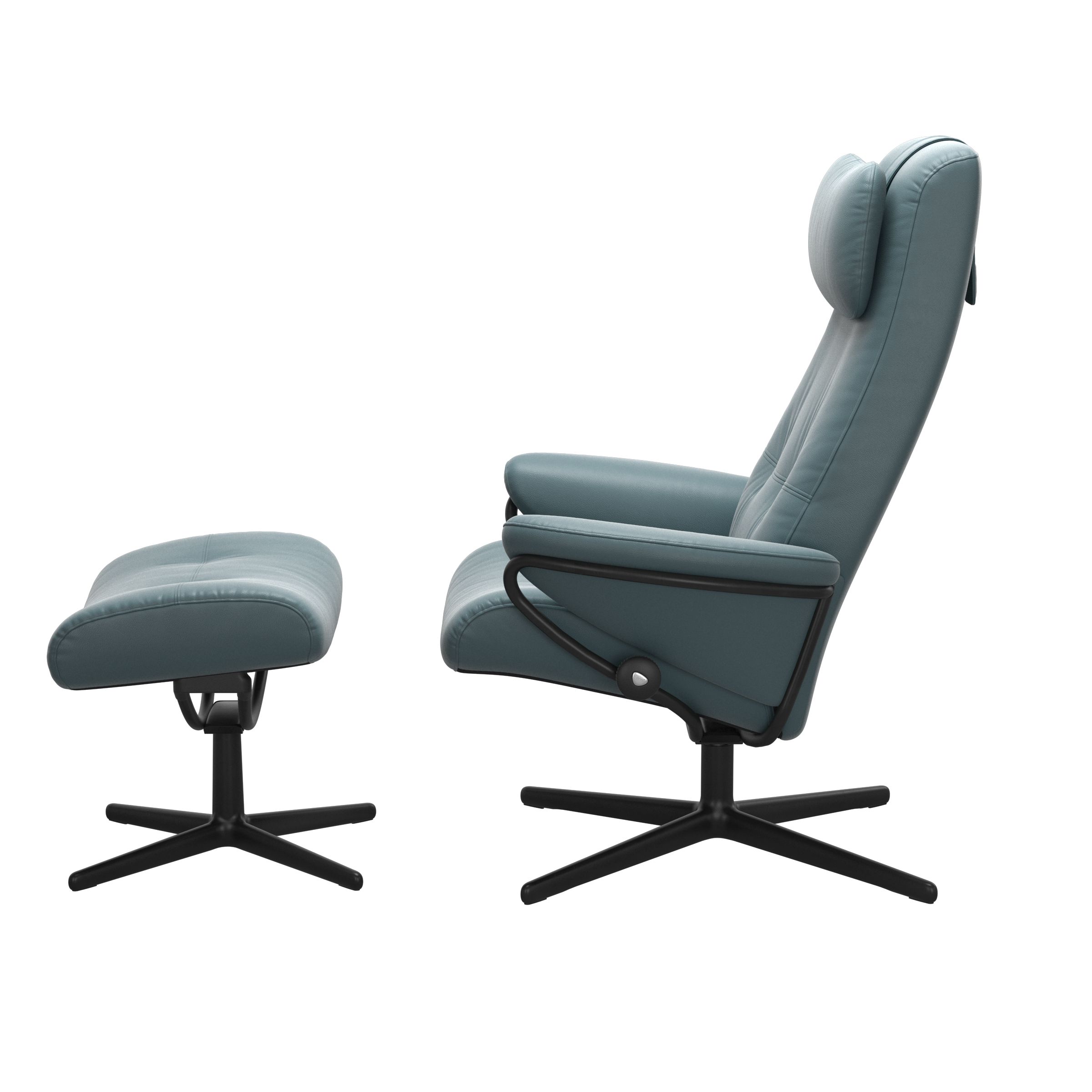 Stressless Sessel mit Hocker BERLIN CROSS HB in Leder Paloma Teal blue