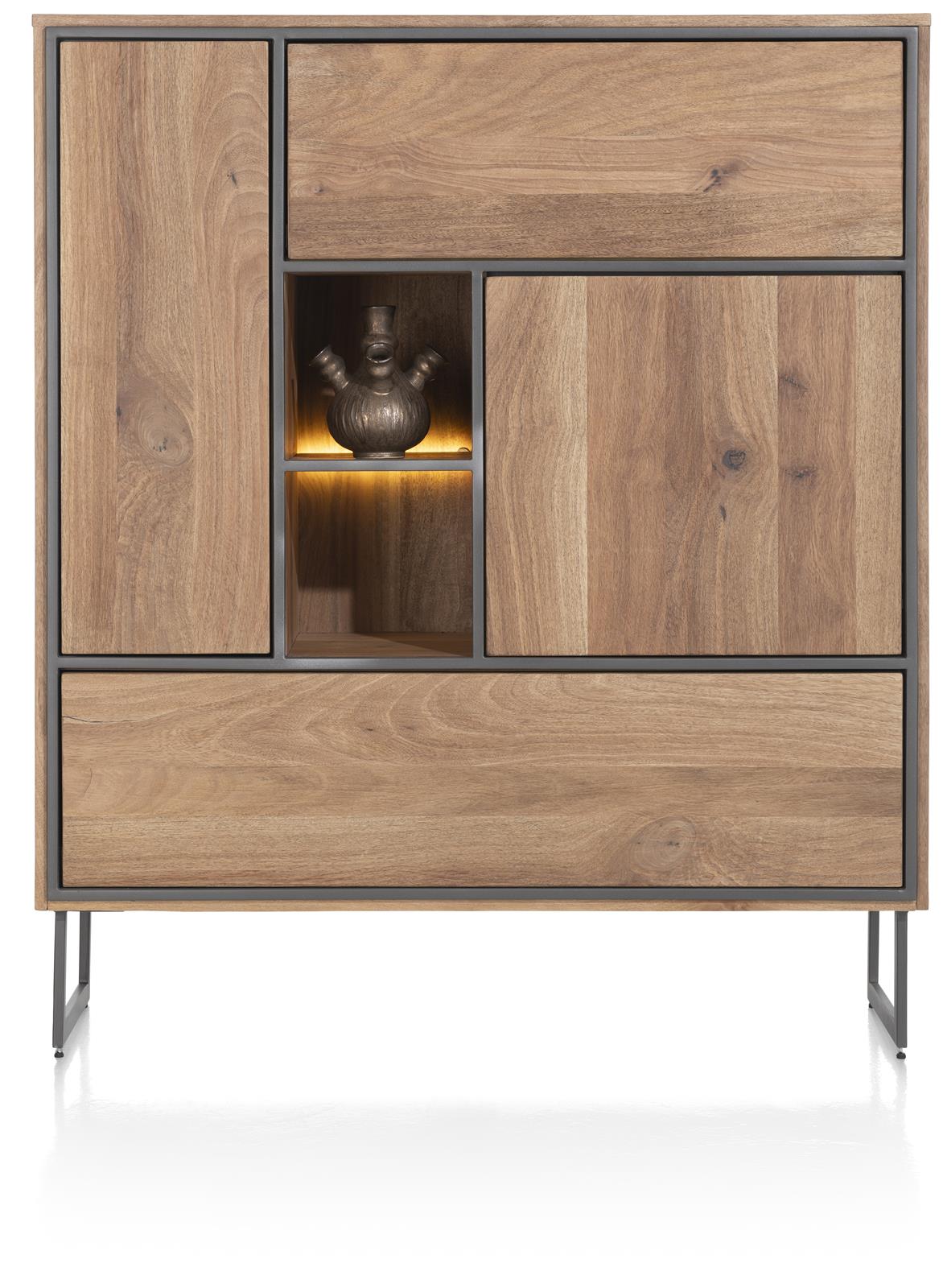 Henders & Hazel Highboard TRAPANI ca. B120 H140 T42 cm in Mango furniert smoked lack. Henders & Hazel Highboard TRAPANI ca. B120 H140 T42 cm in Mango furniert smoked lack., Sideboard, Schrank, Holz, Eiche, Aufbewahrung
