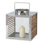 Boltze Laterne Malmok Holzwerkstoff Sonstige, Laterne, Edelstahl, Holzoptik, Glaseinsatz, Kerzenhalter