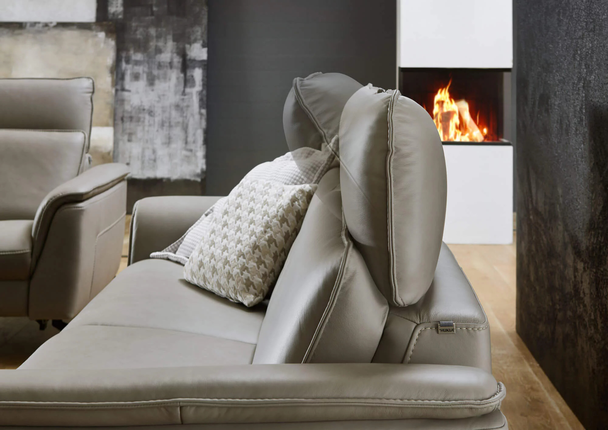 Hukla Sofa 3-sitzig HU-RL24088 in Leder Vivre pearl