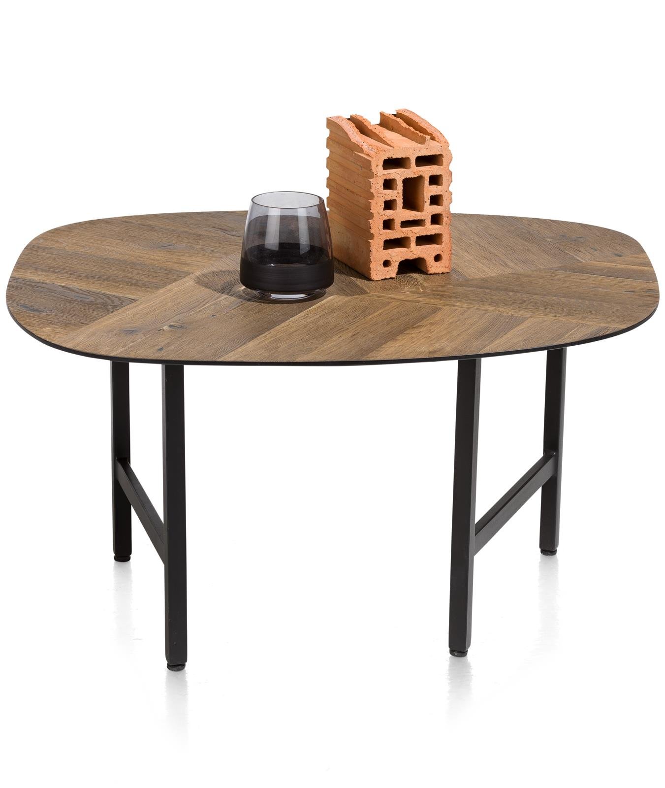 XOOON Couchtisch Fresno ca. 70 x 60 cm in Burned Oak/Metall schwarz