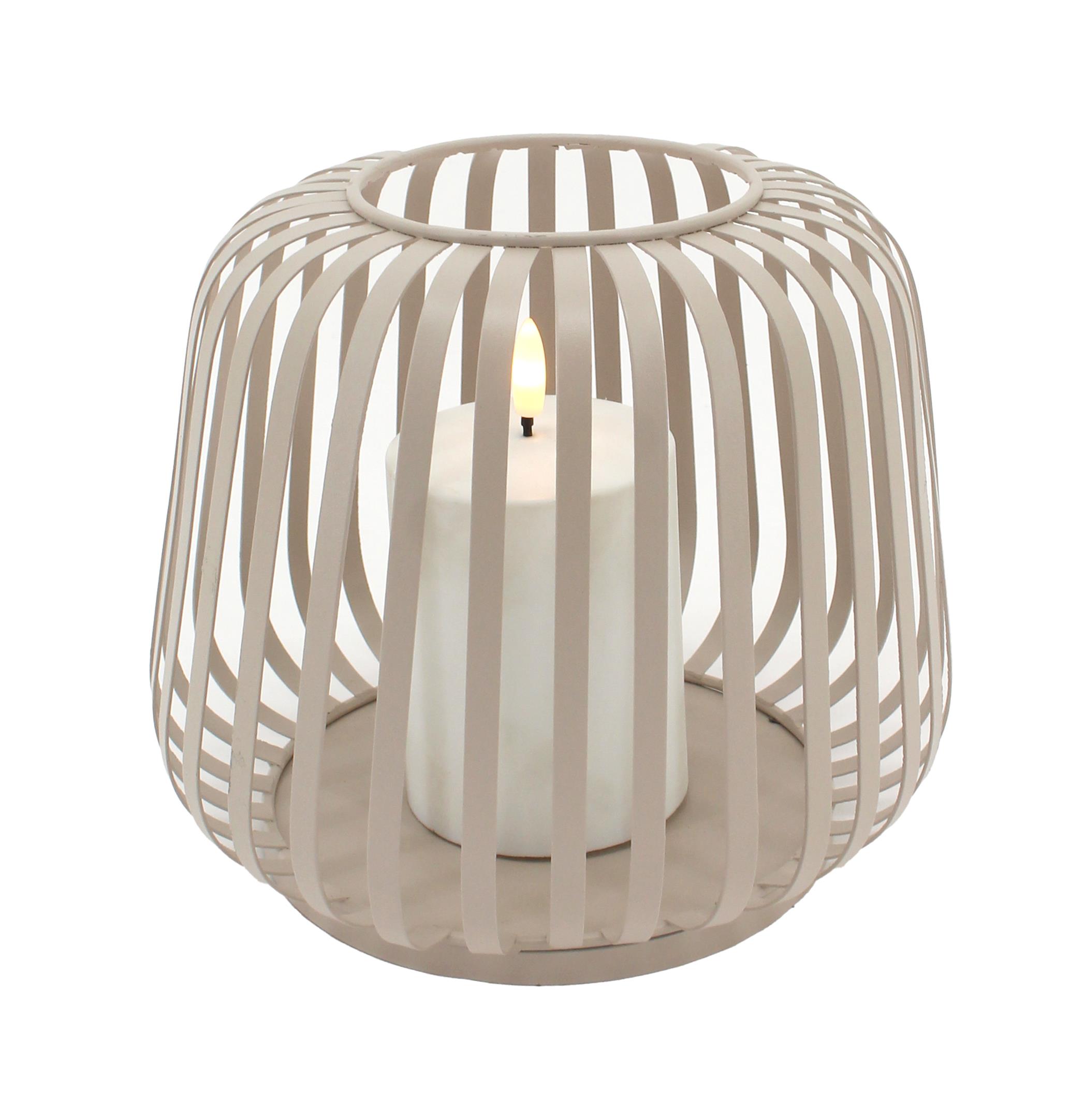 Solarlaterne Cottage Metal SOLAR LATERNE COTTAGE in sand, Laternenlampe, Korb-Lampe, Candle holder, Gitter-Design, Rundlampe