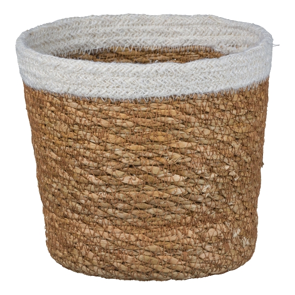 Jute-Baumwolle Topf konisch 5424016-38 in Weiß, korb, Aufbewahrung, geflochten, Natur, Stoffband