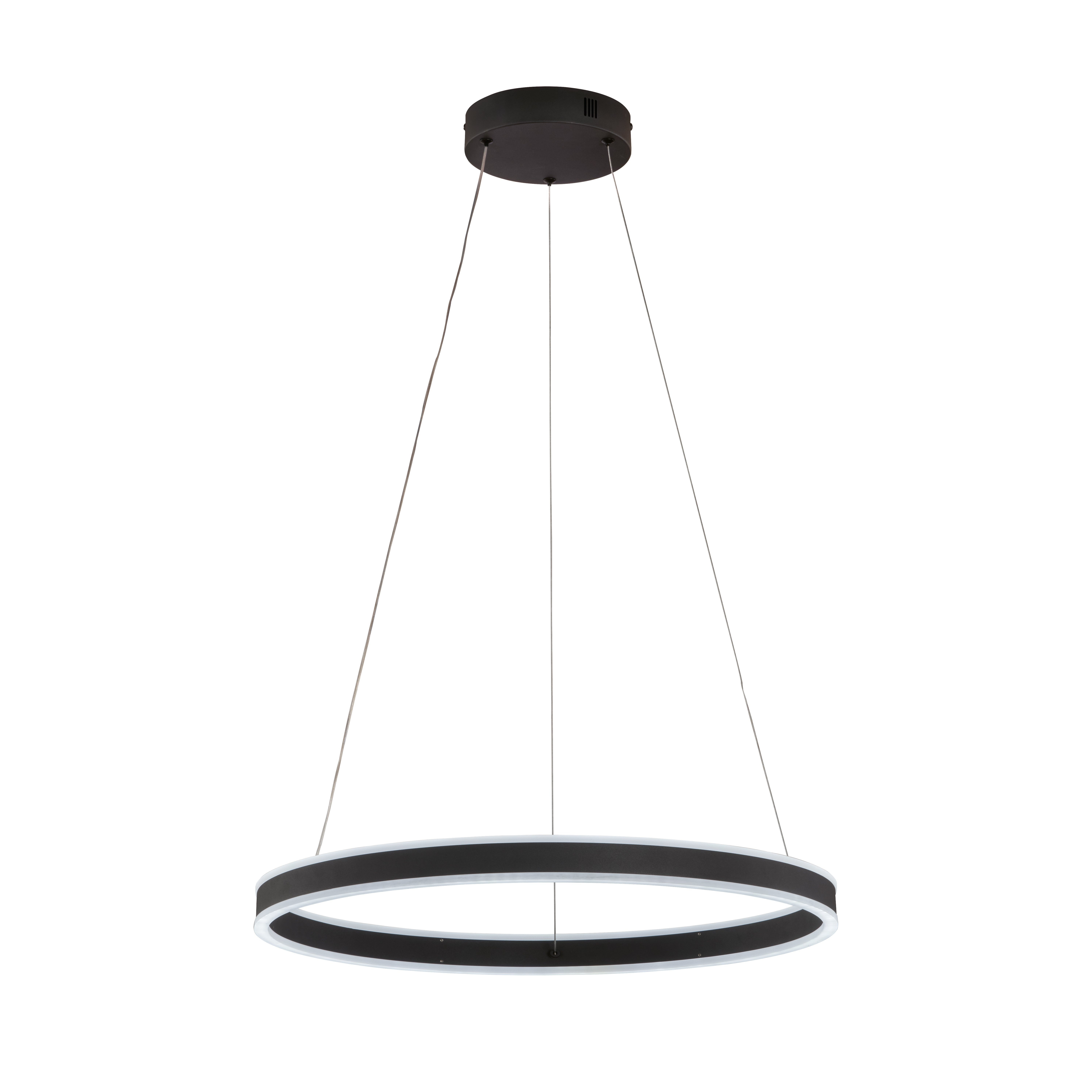 Fischer & Honsel LED-Pendelleuchte SIRKO , D60 cm in Metall sandschwarz, Acryl weiß