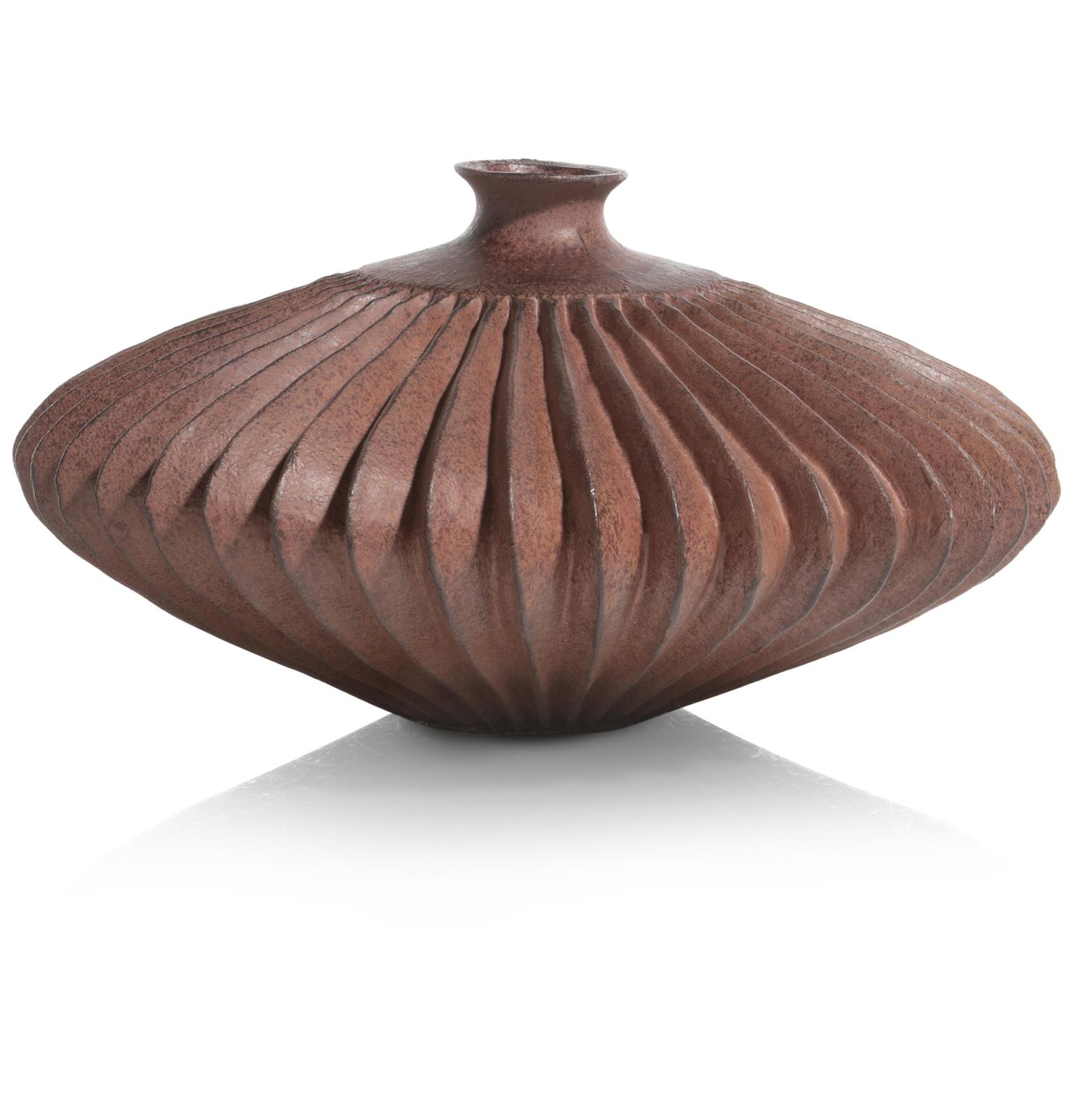 XOOON Noni Vase H14cm Coco Maison 48333-KOP, earthenware, Vase, gerippt, braun, dekorativ