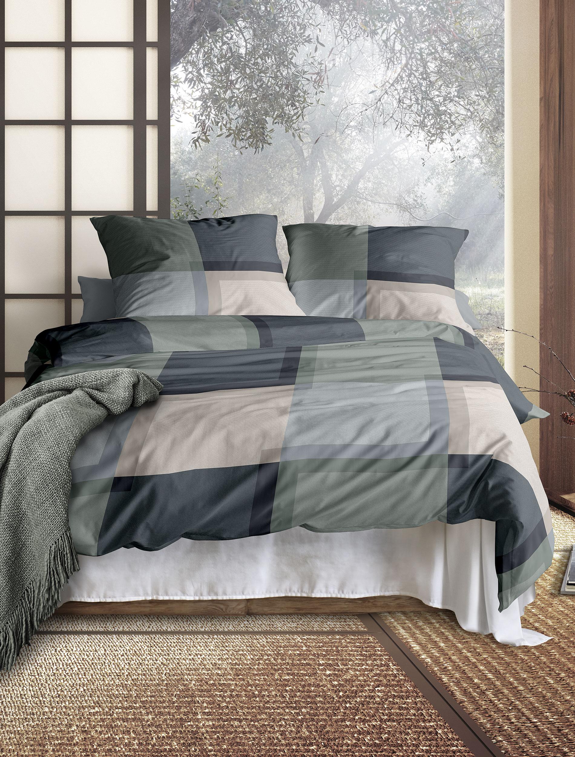 Irisette Mako-Satin Bettwäsche WAVE ca. 155x220cm in Farbe salbei, Moebel, Bett, Bettlaken