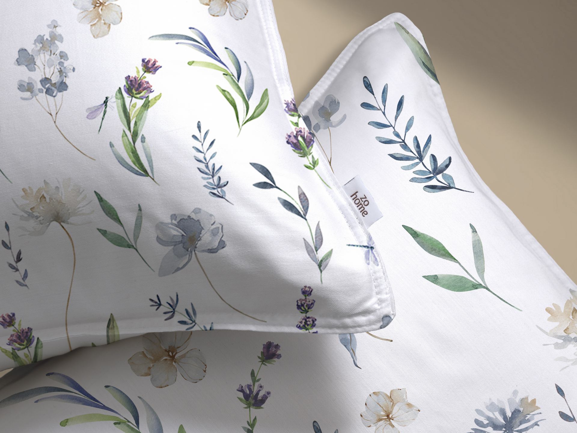 Heckettlane Bettwäsche ca. 155x220cm in Farbe White, Kissen, Dekoration für Zuhause, Kopfkissen, Leinen, Muster