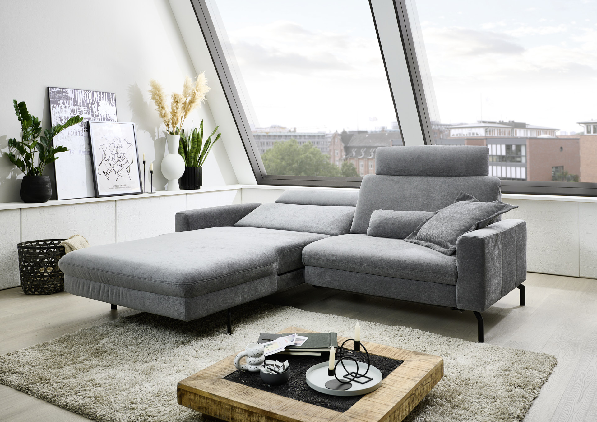 Modulmaster Polstergruppe MM-ZE1126 ca. 179x248cm in Cody denim, Sofa, Wohnzimmer, Ecksofa, Stoff, grau