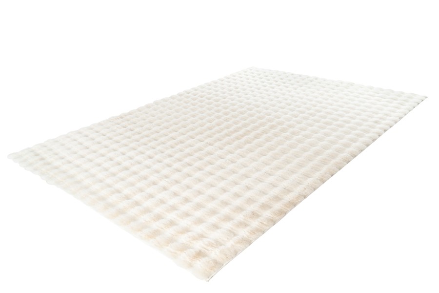 Webteppich HARMONY ca. 200x290cm in Farbe ivory, rug, flor, creme, schafffell, texturiert