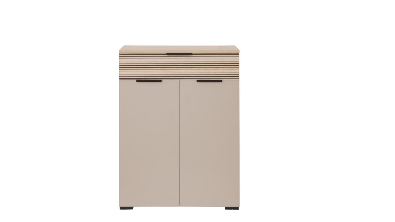 Interliving Kommode IL6015 ca.B110 H80 T38 cm in 65 Steingrau Dek./Akz.Eiche, Kommode, Schrank, Holz, Beige, Schubladenauszug