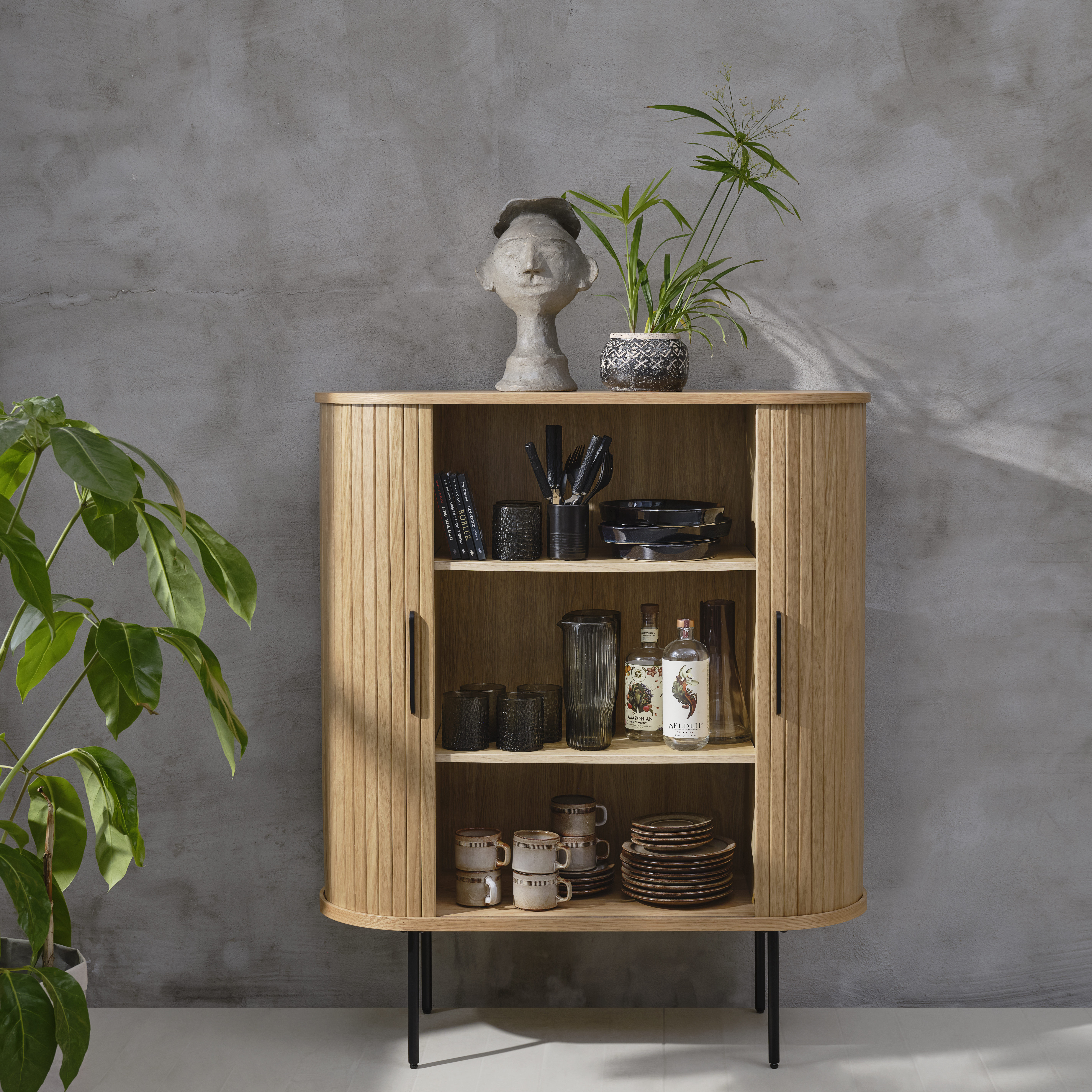 Highboard NOLA in Holzfarben Unique Highboard NOLA in Eiche Natur