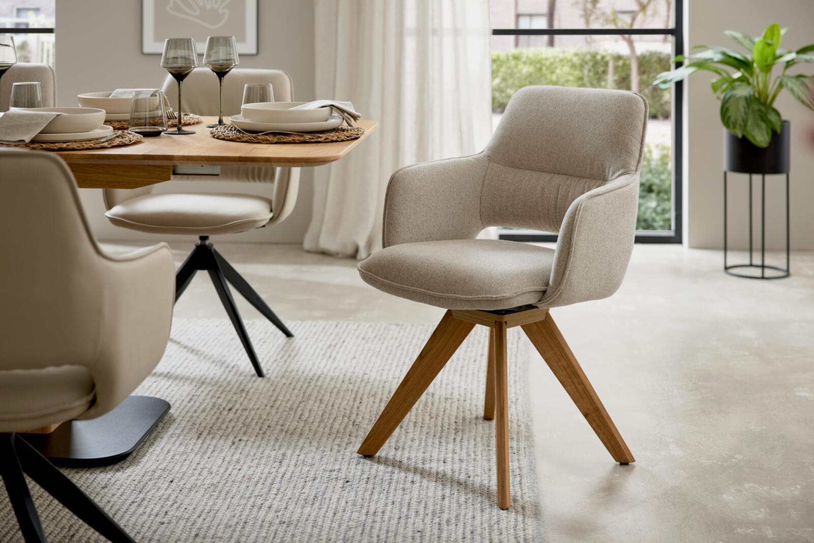Interliving Armlehnenstuhl IL 5124 in Stoff Asinara A37 cream, Esstisch, Stuhl, Sessel, Holztisch, Wohnzimmer