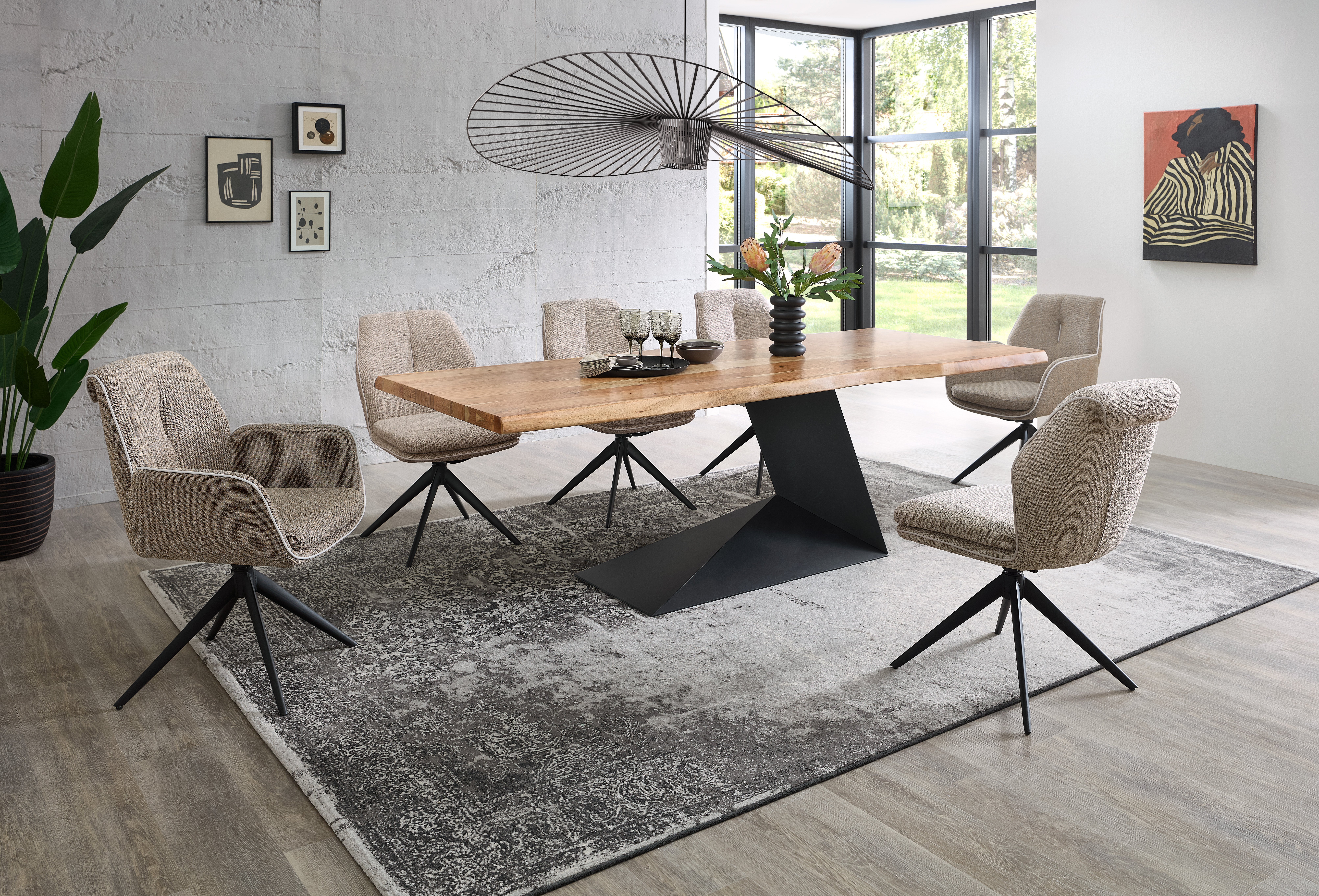 Stolkom Stuhl ENJA ca. B50 H92 T65 cm in Stoff Hevre 64 taupe