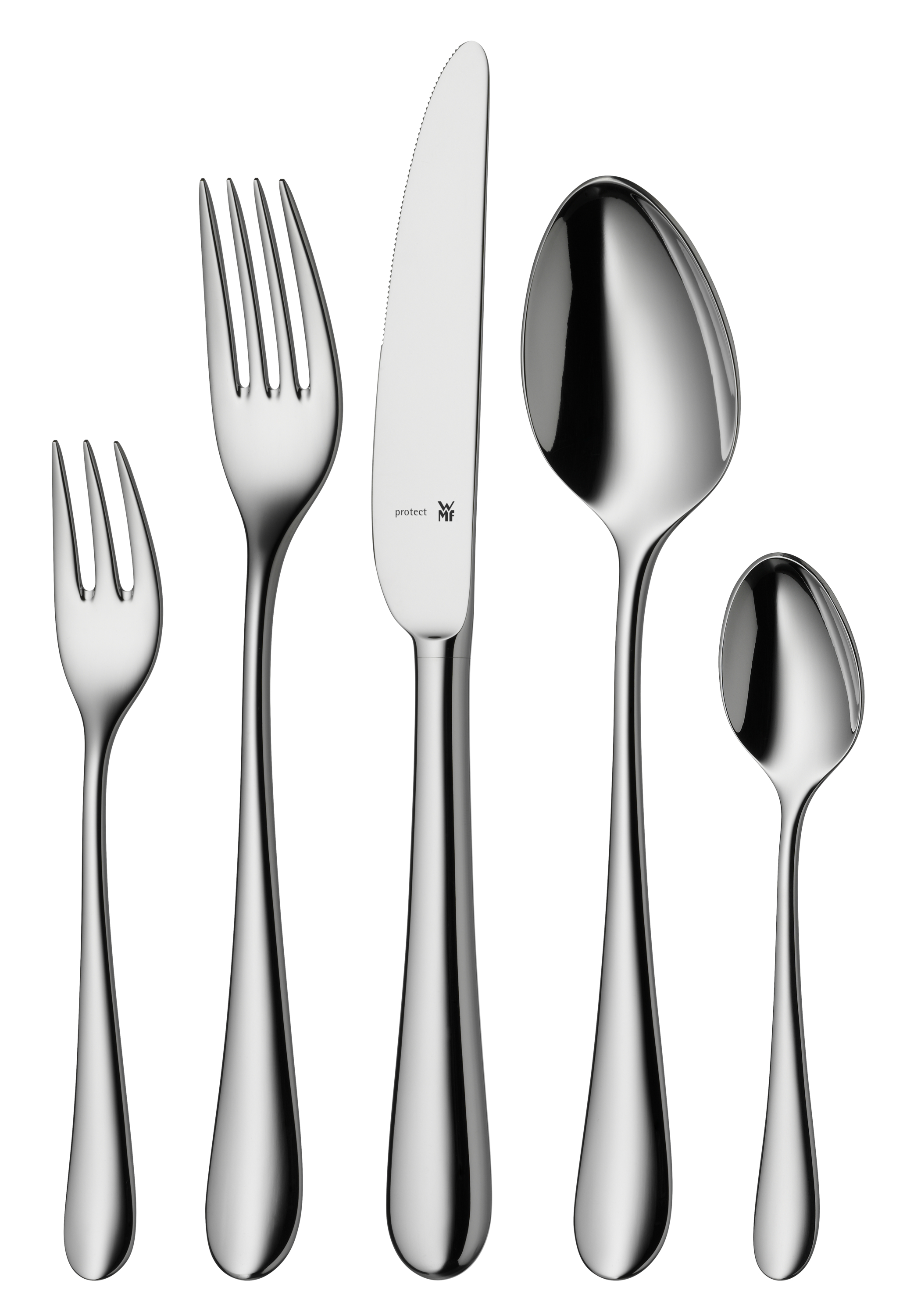 WMF Merit Besteck-Set, 66-teilig, Cromargan protect® in poliertem Edelstahl, Gabelset, Besteck, Edelstahl, Spülmaschinenfest, Musterlos