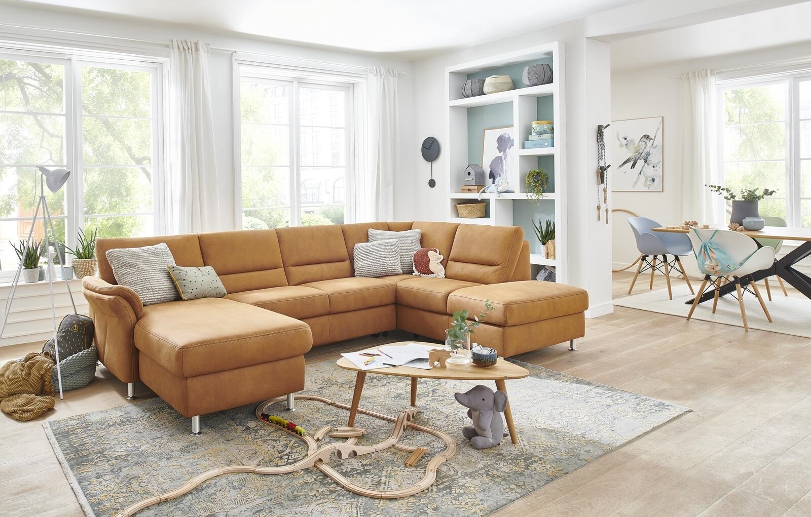 Modulmaster Wohnlandschaft ca. 173x290x203cm in Stoff Deluxe zimt