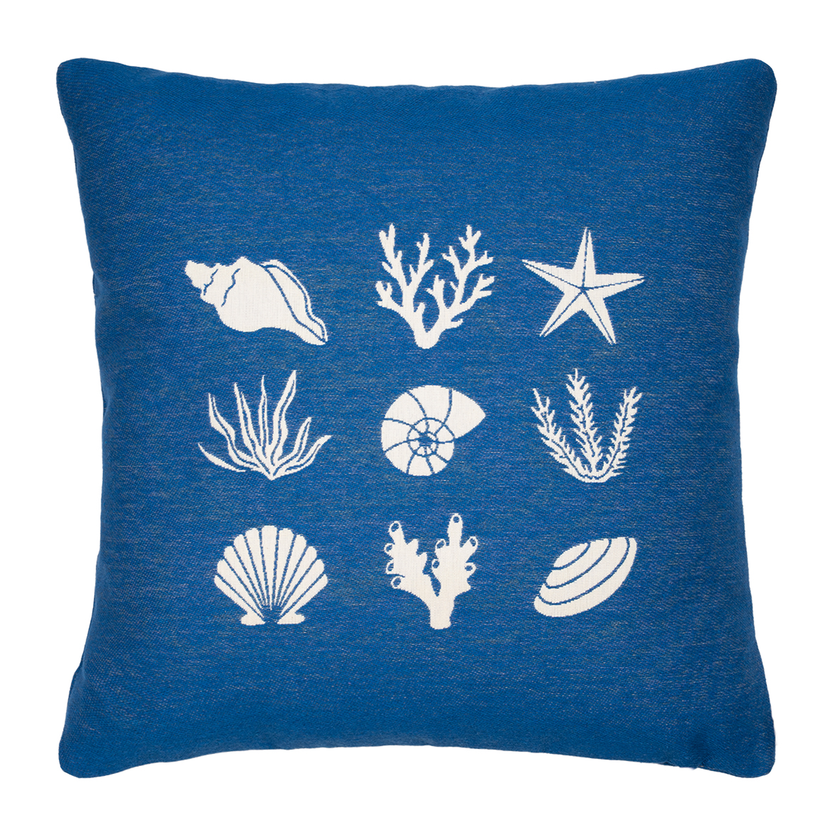 Pad Kissenhülle CORALS ca. 45x45cm in Farbe blue, Kissen, Kissenbezug, Seestern, Muschel, Unterwasserpflanzen