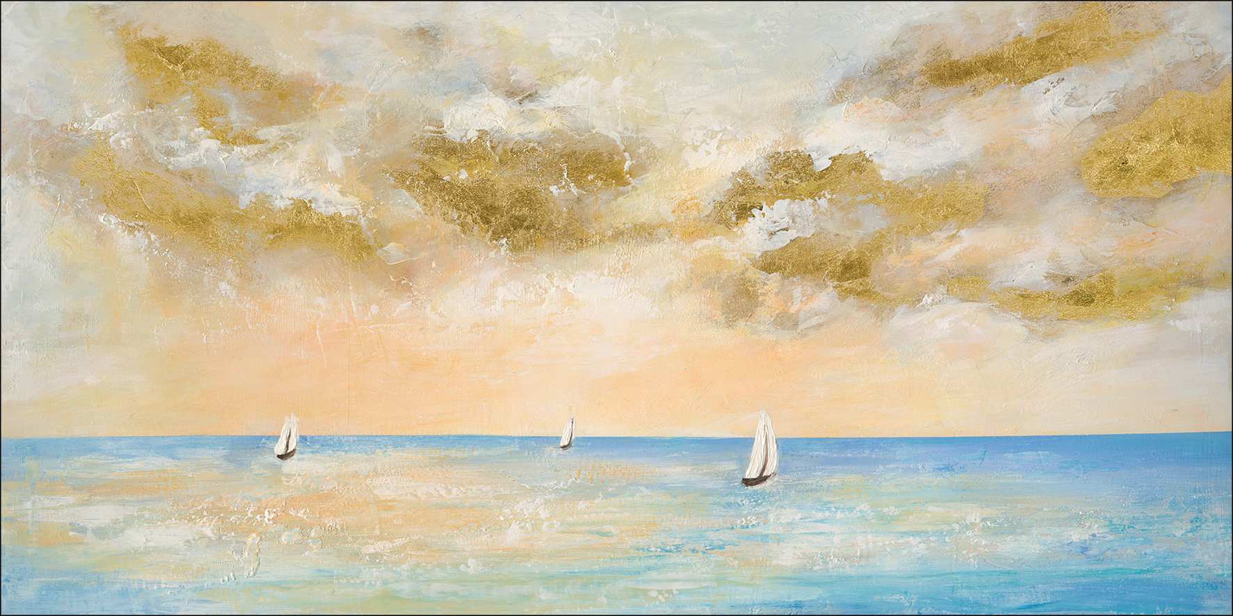 PRO ART Handpainting 120x60cm Silence is Golden, Boot, Segelboot, Fahrzeug, Kunst, Malerei