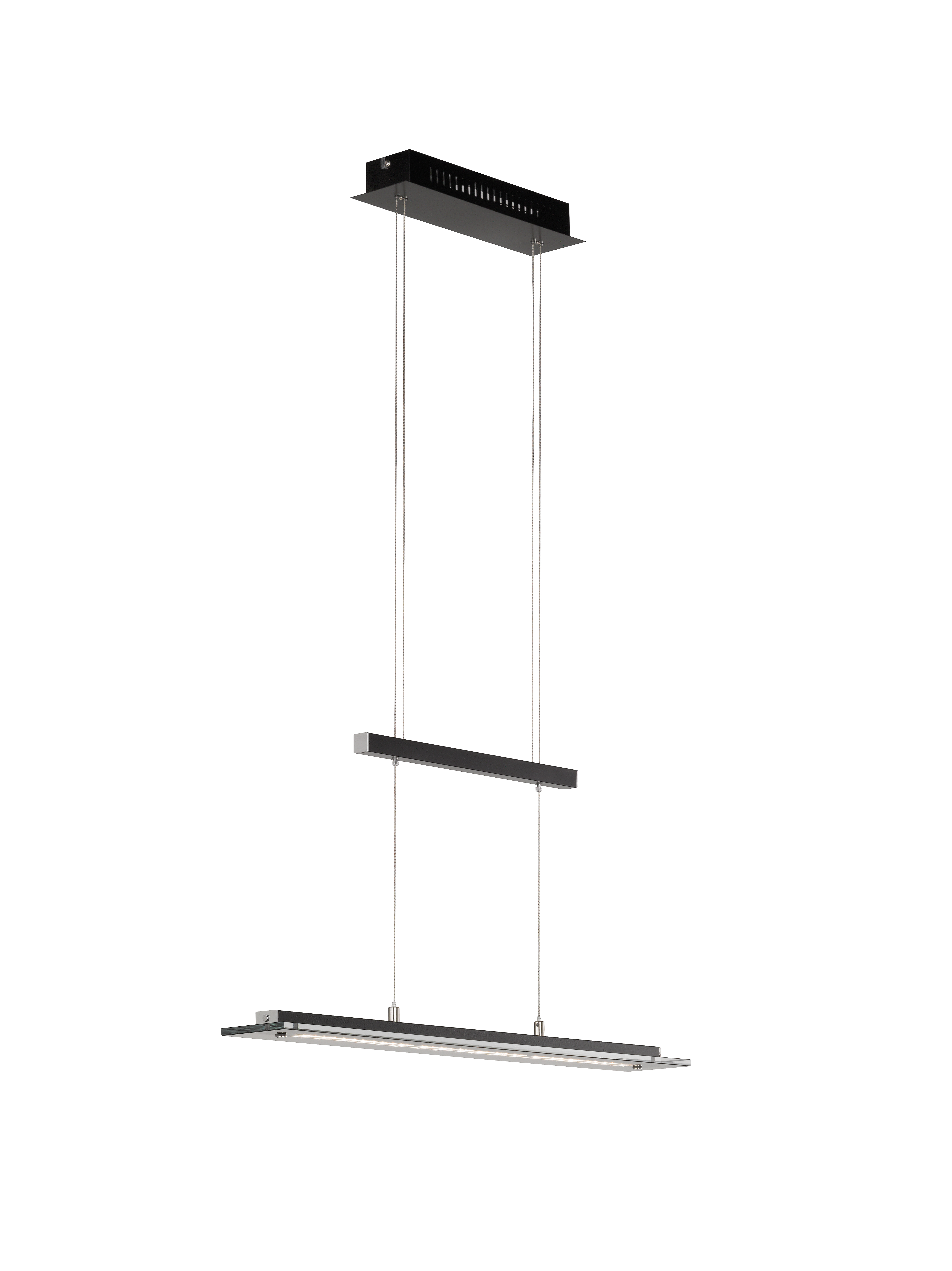 Fischer & Honsel LED-Pendelleuchte TENSO TW in Metall sandschwarz/Glas rauchfarbig teilsatiniert