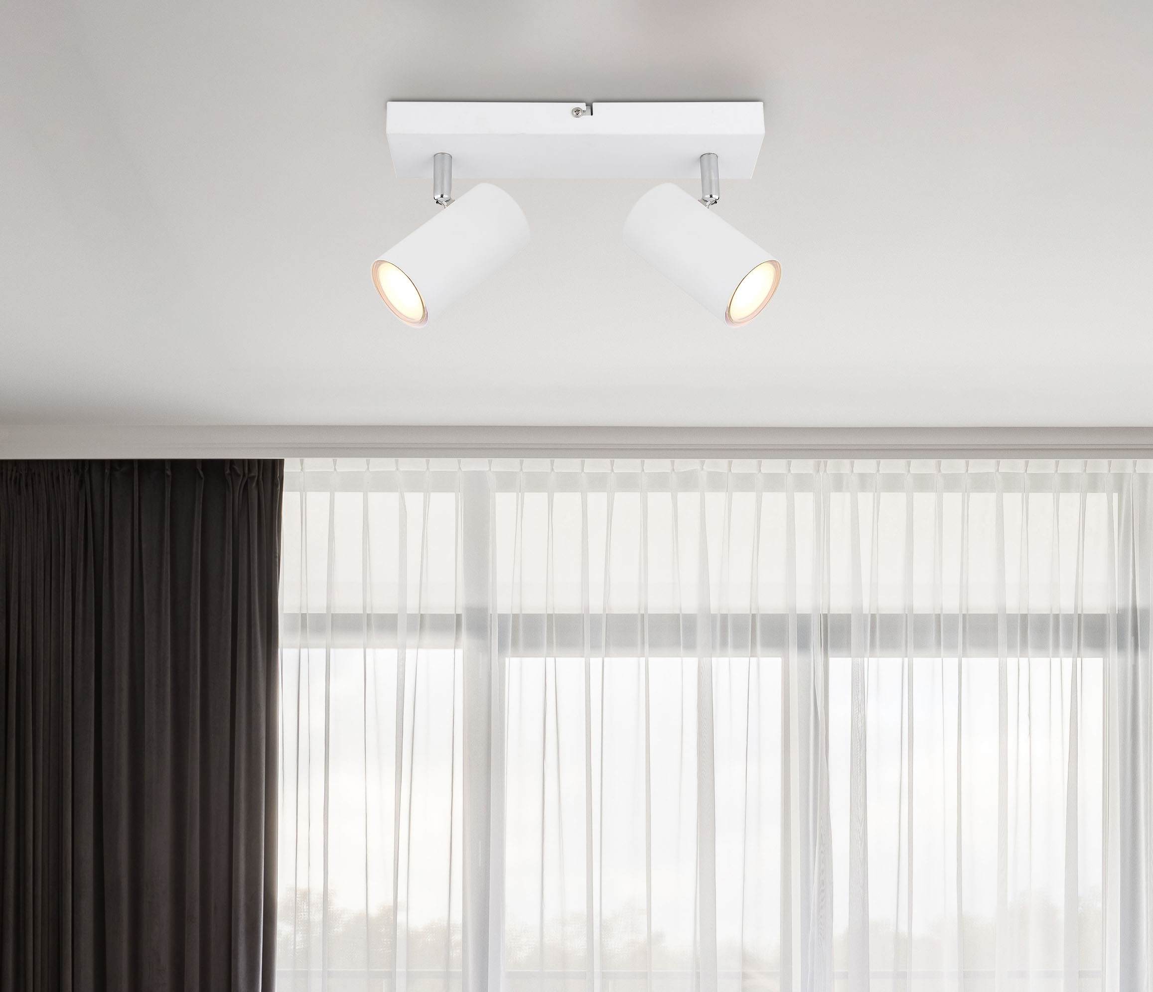 Strahler in Metall weiß, deckenleuchte, spotlights, zimmerlampe, zwei-lampen, weiß