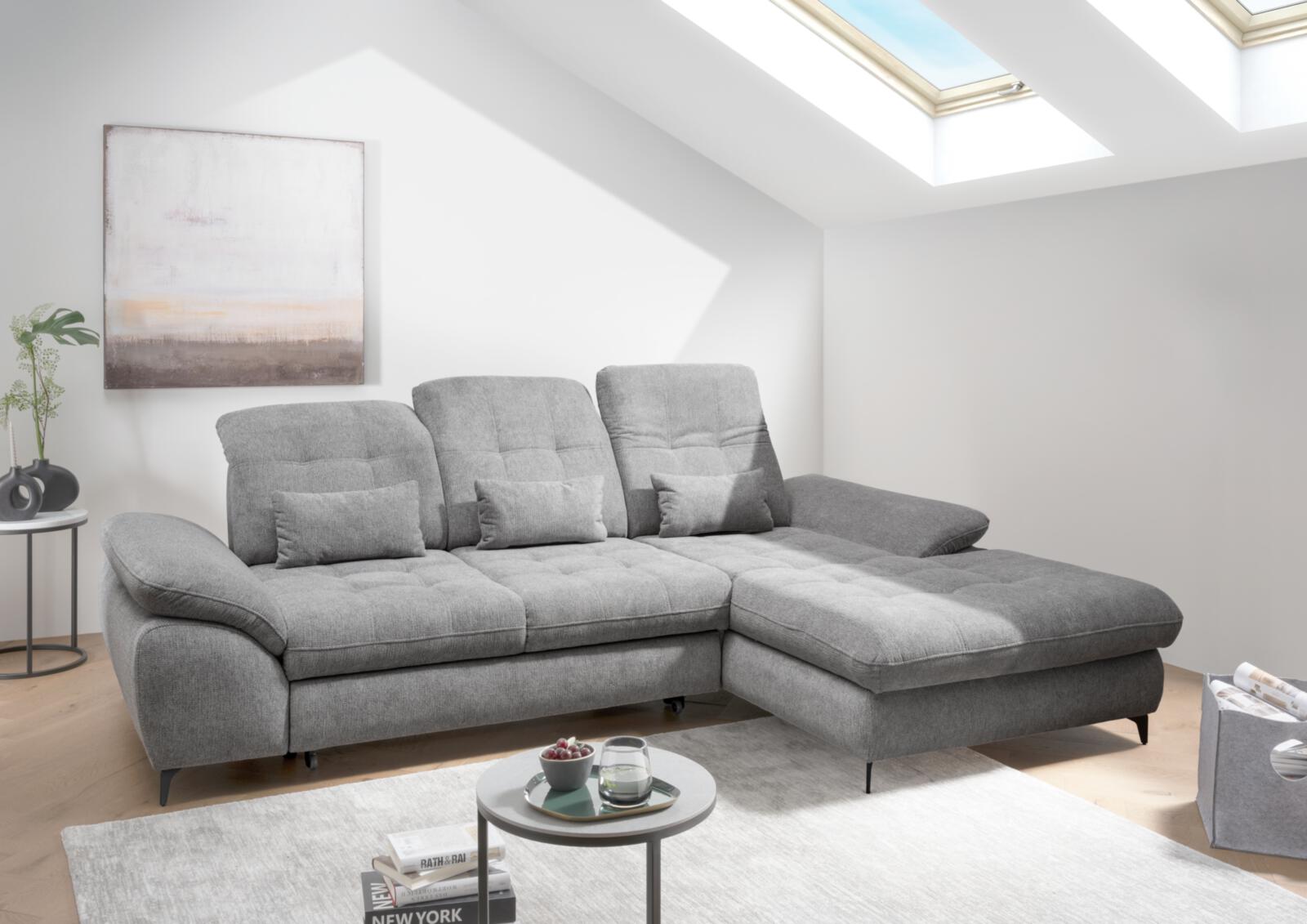 Polsterecke Delphino ca. 273x189 in Stoff Corto grau, sofa, couch, grau, ecksofa, stoff