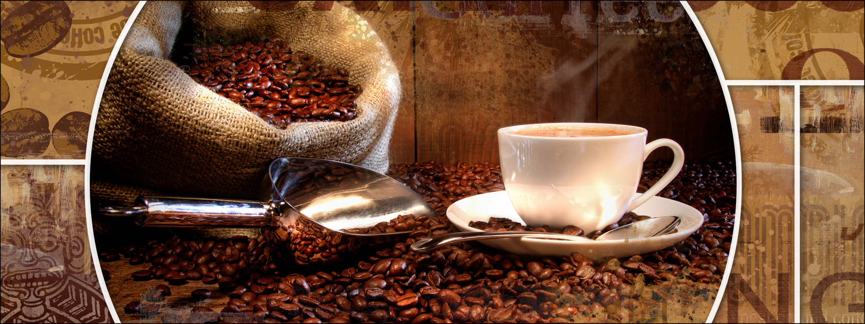 PRO ART Glas-Art 125x50cm Coffee composition I