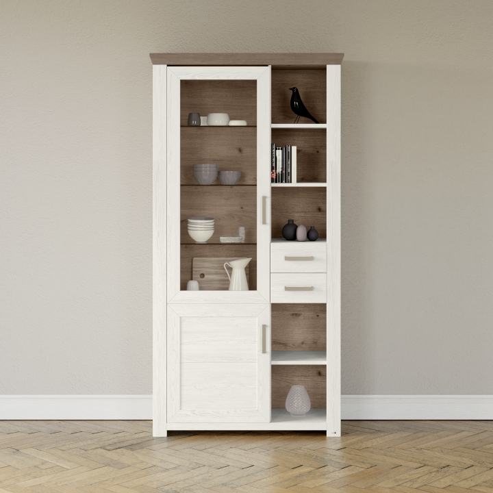 Set One by Musterring Vitrine SO YORK 05 B in Pino-Aurelio-Nachbildung / Eiche-Nelson-Nachbildung