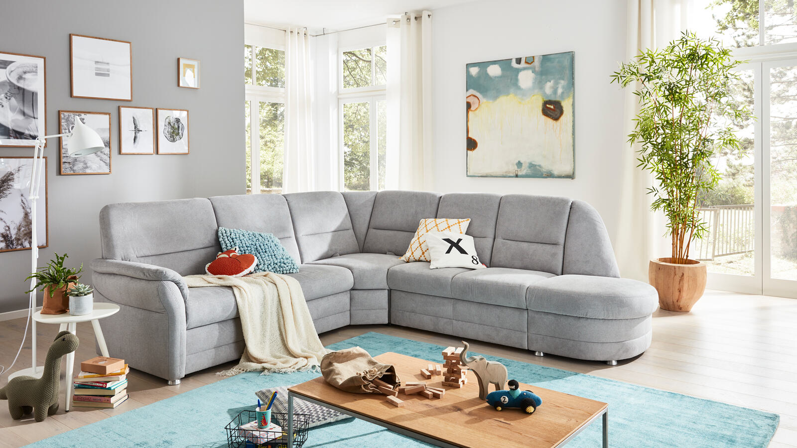 Modulmaster Wohnlandschaft MM-PP1013 Q+ ca. 253x273cm in Stoff Belle silver