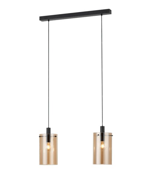 Eglo Leuchten Hängeleuchte POLVERARA in E27 schwarz/amber, Lampe, Zimmer, Duscharmatur, Leuchte, Kronleuchter