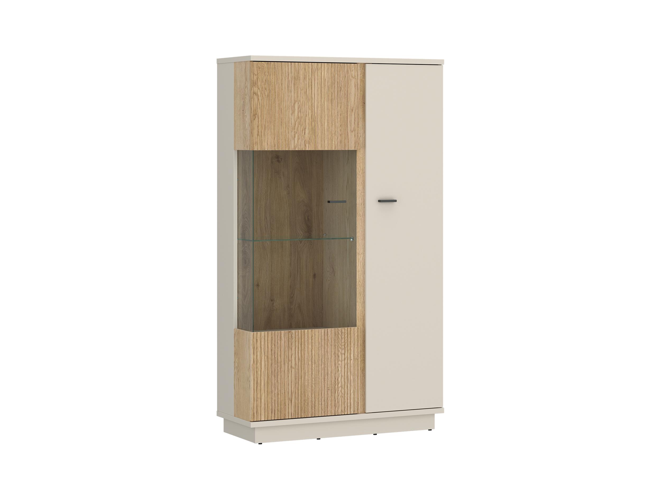 Vitrine MOSANO ca. B87,2 H158,5 T40 cm in Cashmere, Cremona Eiche, Vitrine, Glasvitrine, Schrank, Eichenholz, Beige